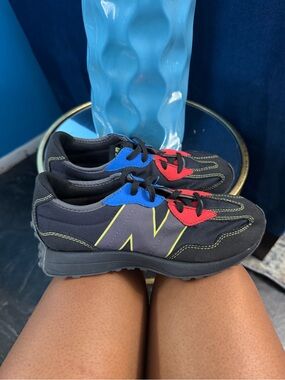 New Balance Kids Black Sneakers with Red & Blue Accents